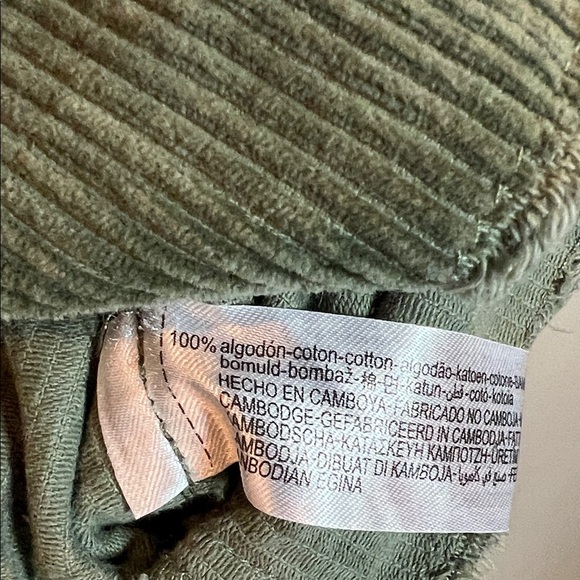 Zara Utility Corduroy Green Oversized Button Down Jacket Raw Hem Small - Picture 4 of 8